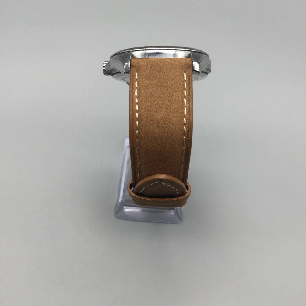 Kenneth Cole R10031374 Mens Watch 42mm Silver Tone Brown Leather New Battery
